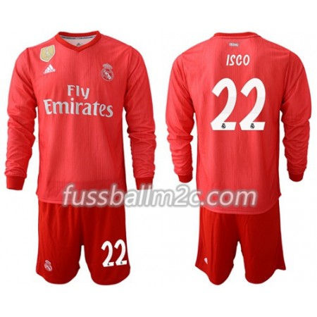 Fußballtrikots Real Madrid Isco 22 Kinder Ausweich Trikotsatz 2018-2019 Langarm